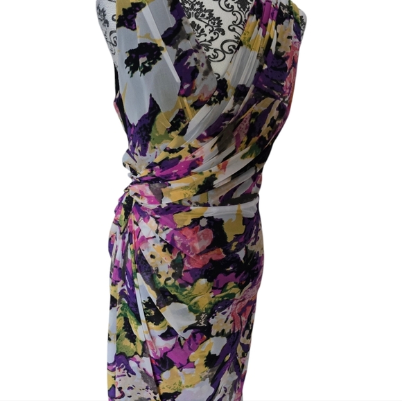 Adrianna Papell sleeveless floral faux wrap dress size 14 - Picture 2 of 15